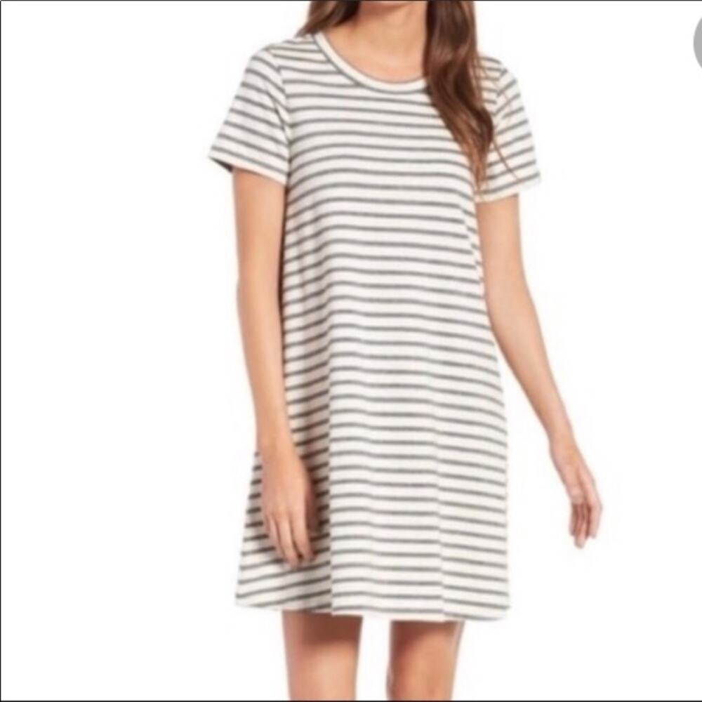 Madewell Retreat Stripe Cotton White/Black Shift Dress